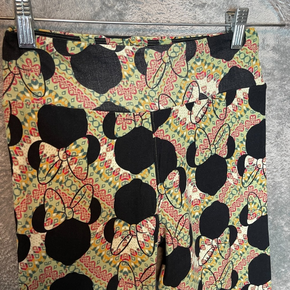 Lularoe Womens Fair Isle Minnie Mouse Bows All‎ Over Print Leggings One Size